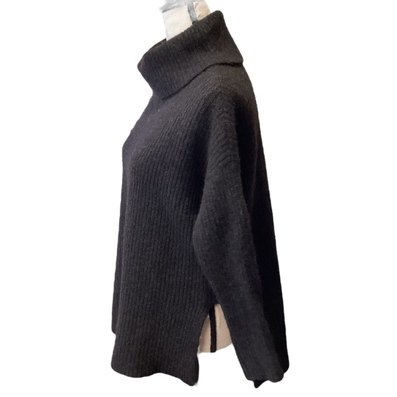 Eileen Fisher Yak & Wool Italian Yarn Cowl Neck Sweater, Medium Charcoal Grey - Picture 7 of 12